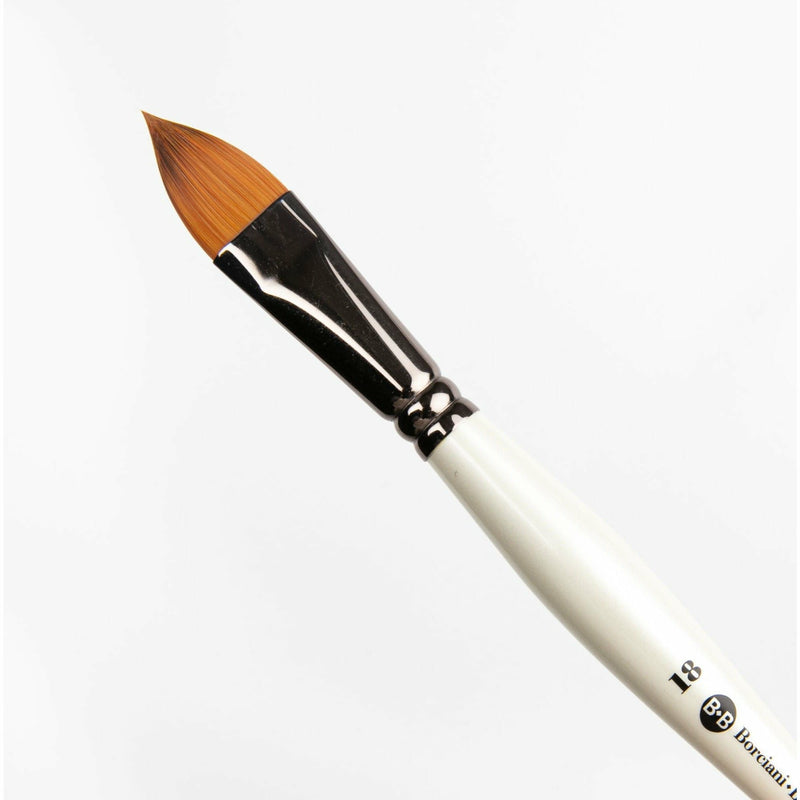 Black Borciani Bonazzi Professional Artist Brush UNICO Series 822 SIZE 18 Flamed Synthetic Short Handle Cat's Tongue Made in Italy Paint Brushes