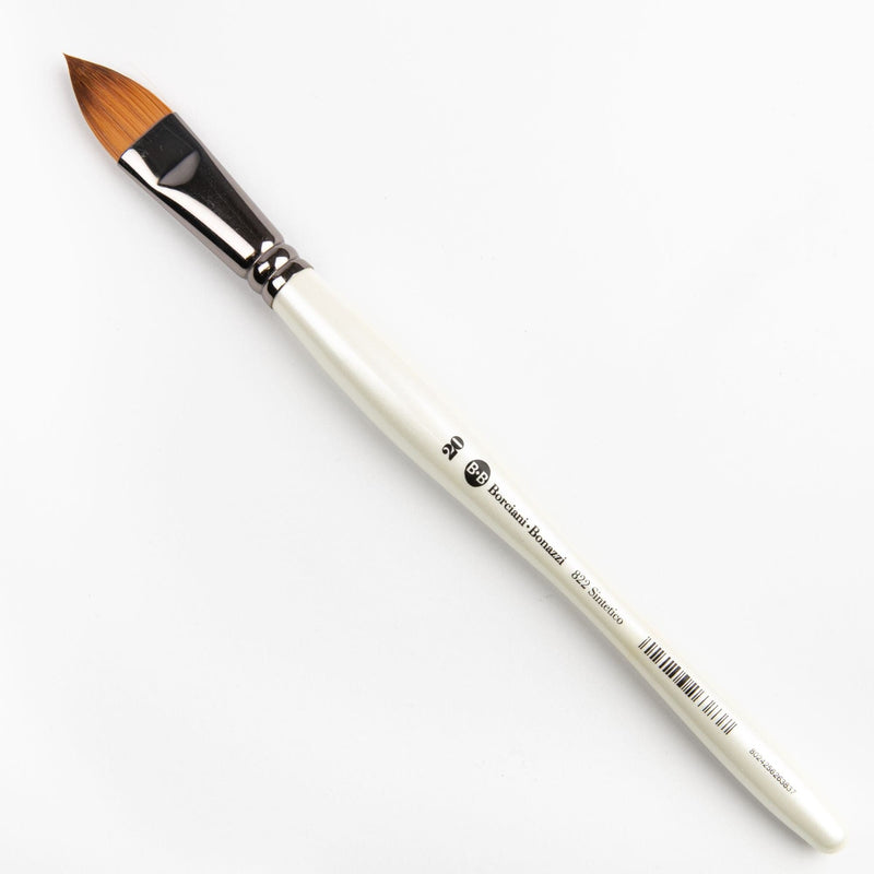 Gray Borciani Bonazzi Professional Artist Brush UNICO Series 822 SIZE 20 Flamed Synthetic Short Handle Cat's Tongue Made in Italy Paint Brushes