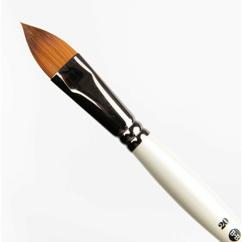 Black Borciani Bonazzi Professional Artist Brush UNICO Series 822 SIZE 20 Flamed Synthetic Short Handle Cat's Tongue Made in Italy Paint Brushes