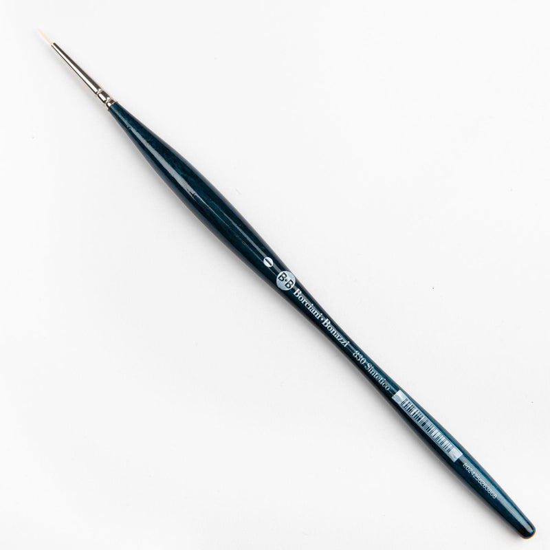 Black Borciani Bonazzi Professional Artist Brush UNICO Series 830 SIZE 0 Off-White Synthetic Short Handle Round Made in Italy Paint Brushes