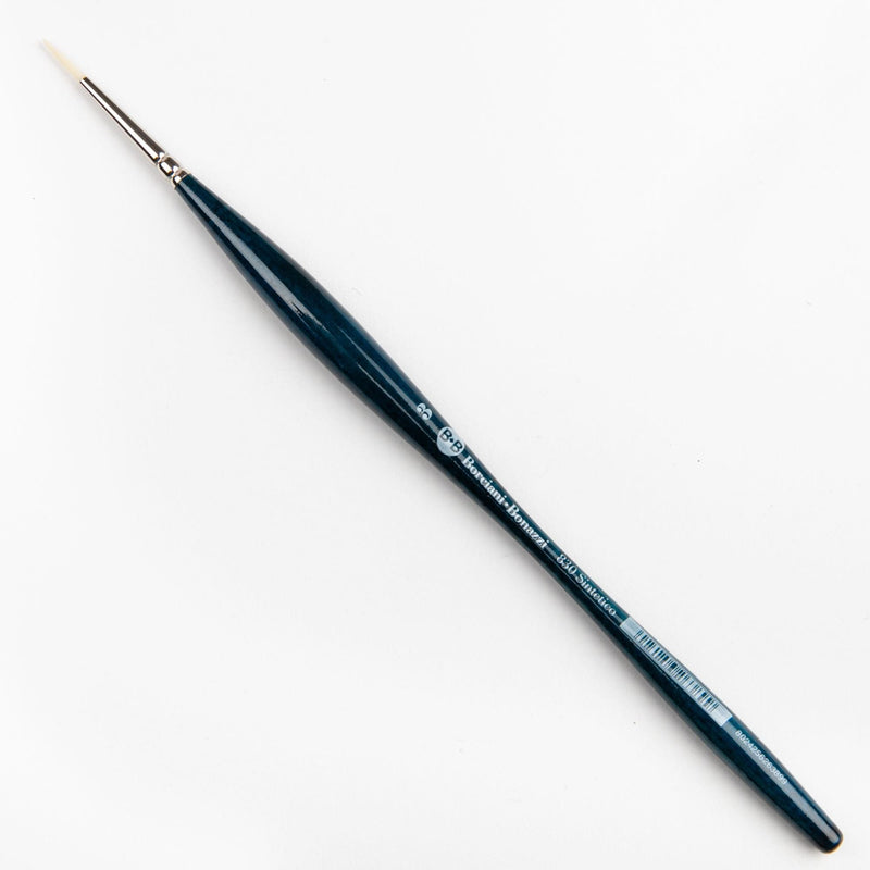 Black Borciani Bonazzi Professional Artist Brush UNICO Series 830 SIZE 3 Off-White Synthetic Short Handle Round Made in Italy Paint Brushes