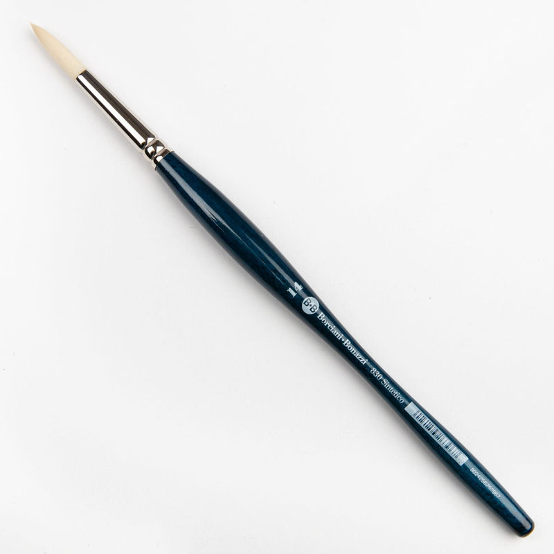 Black Borciani Bonazzi Professional Artist Brush UNICO Series 830 SIZE 14 Off-White Synthetic Short Handle Round Made in Italy Paint Brushes