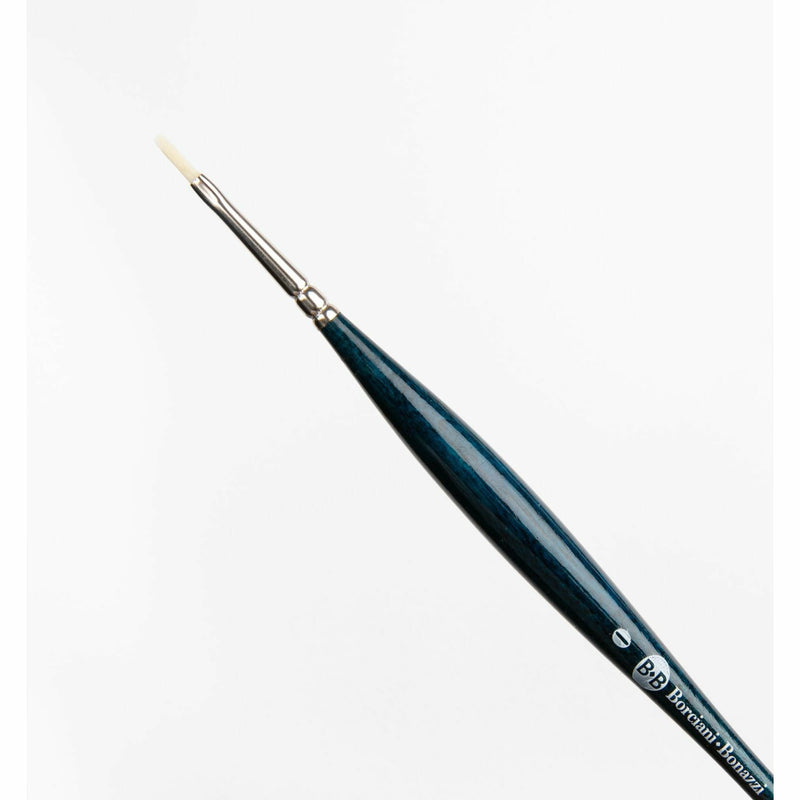 Black Borciani Bonazzi Professional Artist Brush UNICO Series 831 SIZE 0 Off-White Synthetic Short Handle Flat Made in Italy Paint Brushes