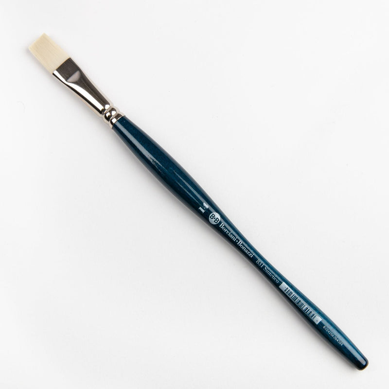 Dark Slate Gray Borciani Bonazzi Professional Artist Brush UNICO Series 831 SIZE 14 Off-White Synthetic Short Handle Flat Made in Italy Paint Brushes