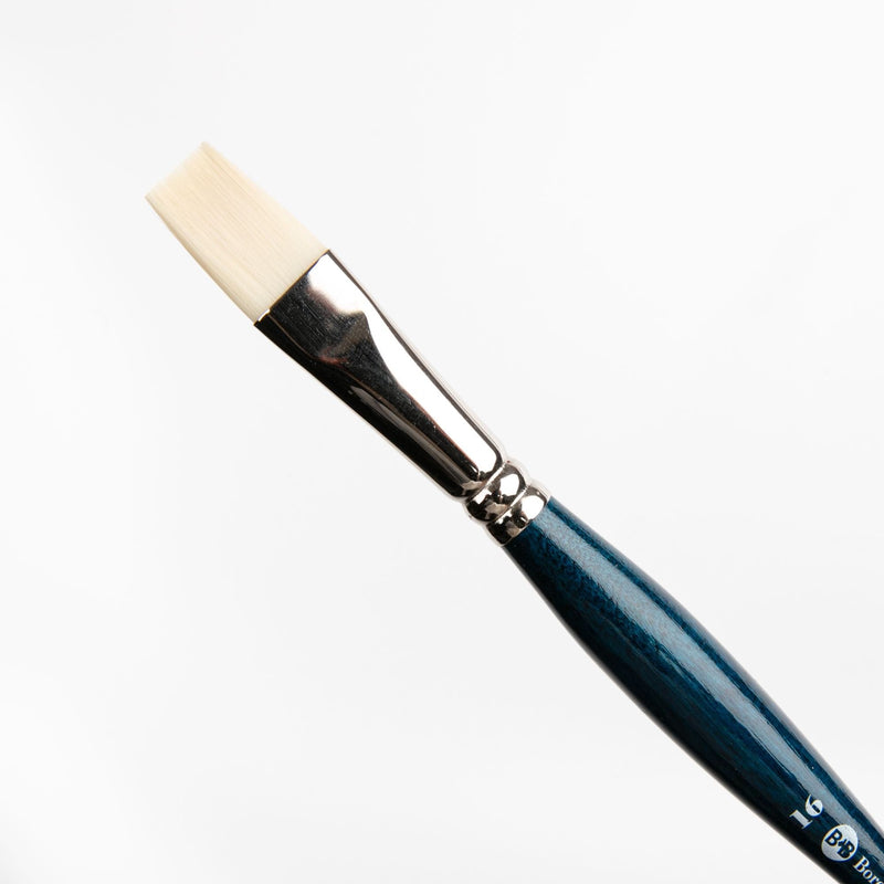 Black Borciani Bonazzi Professional Artist Brush UNICO Series 831 SIZE 16 Off-White Synthetic Short Handle Flat Made in Italy Paint Brushes