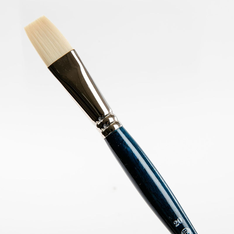 Black Borciani Bonazzi Professional Artist Brush UNICO Series 831 SIZE 20 Off-White Synthetic Short Handle Flat Made in Italy Paint Brushes