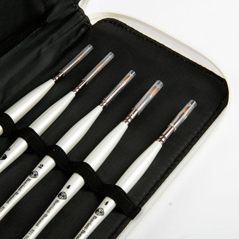 Black Borciani Bonazzi Professional Artist Brush 6 UNICO FLAMED SYNTHETIC 5 ANTI-ROLLING BRUSHES SETS  Passion for Art Paint Brushes