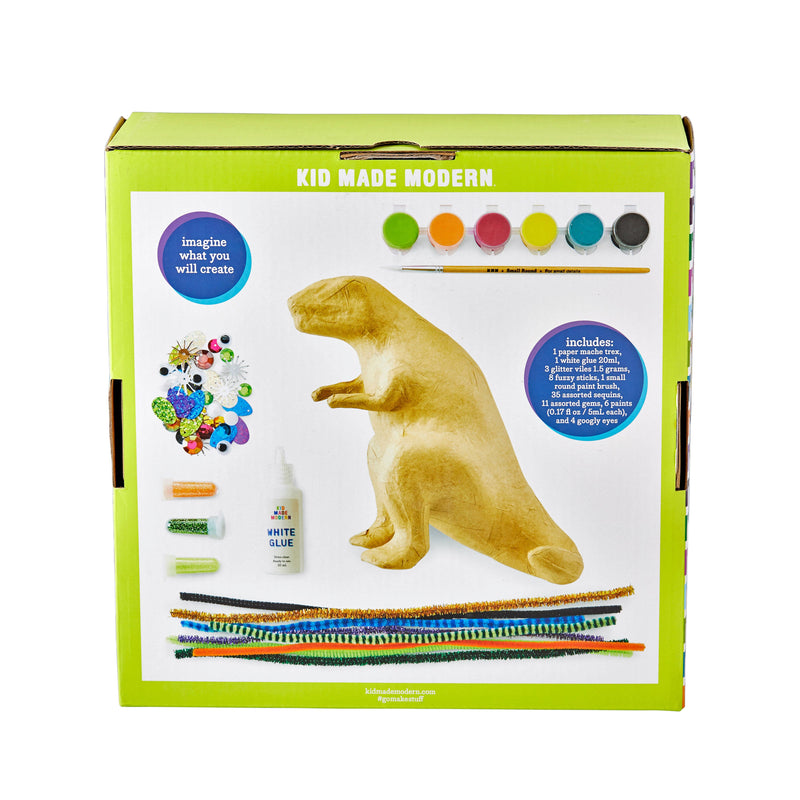 Light Gray Kid Made Modern - Paint Your Own Paper Mache T Rex Kids Craft Kits