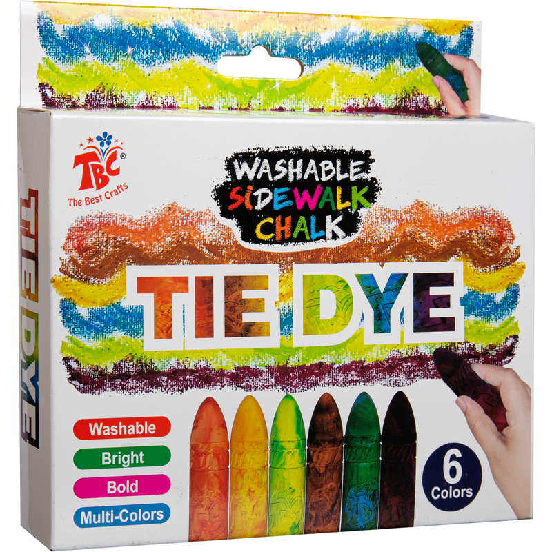 Dark Slate Gray TBC Washable Tie Dye Sidewalk Chalk (6 Piece) Kids Drawing Supplies