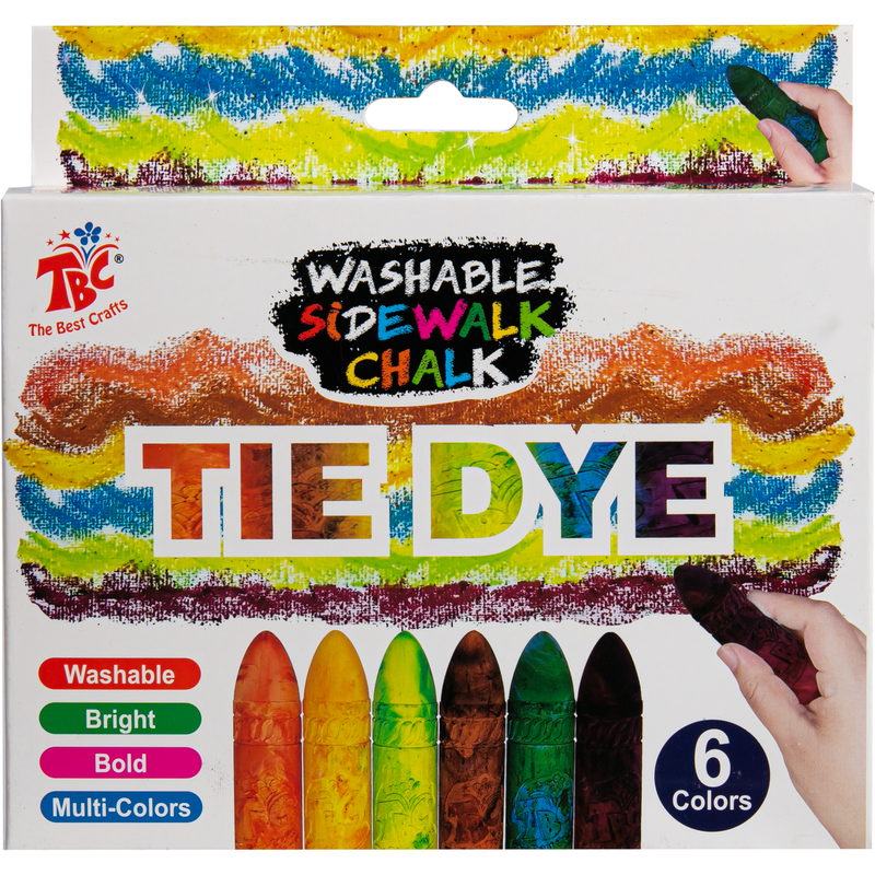 Dark Slate Gray TBC Washable Tie Dye Sidewalk Chalk (6 Piece) Kids Drawing Supplies