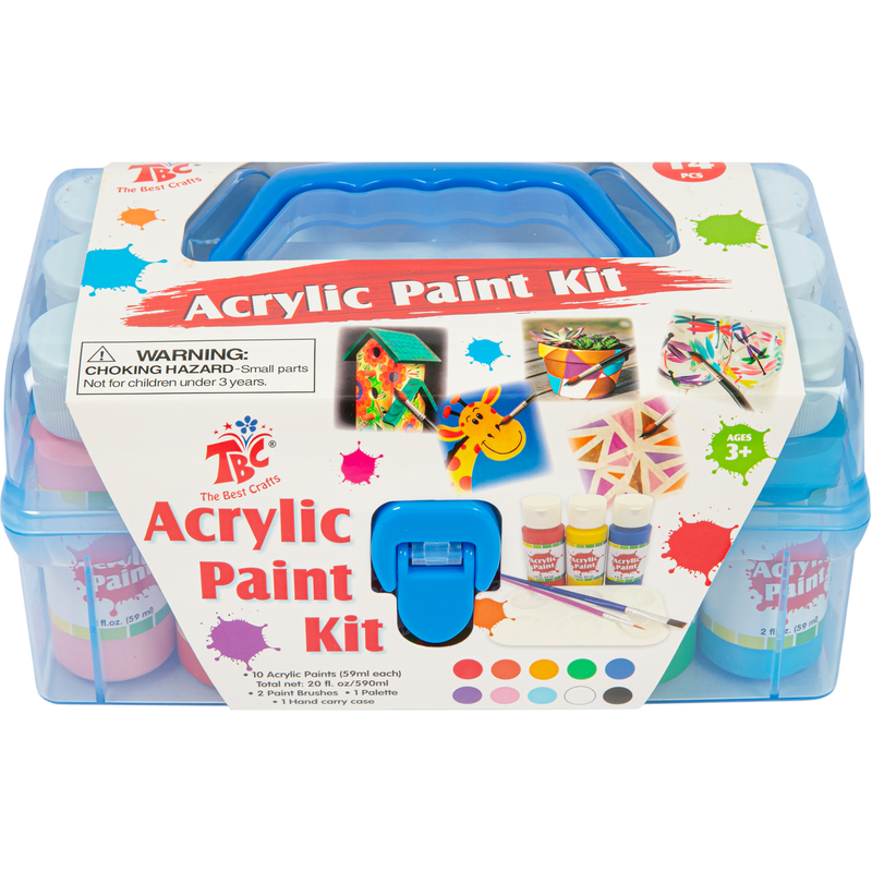 Steel Blue TBC Acrylic Paint Kit (14 Pieces) Kids Painting Sets