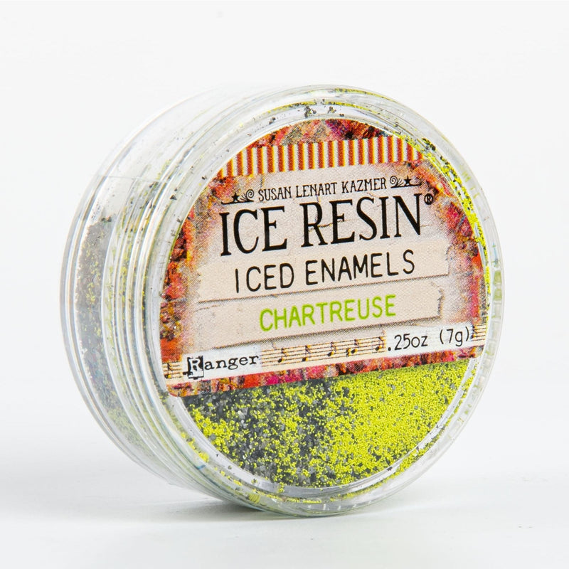 Yellow Green Iced Enamels Relique Powder 15ml - Charteuse Resin Dyes Pigments and Colours