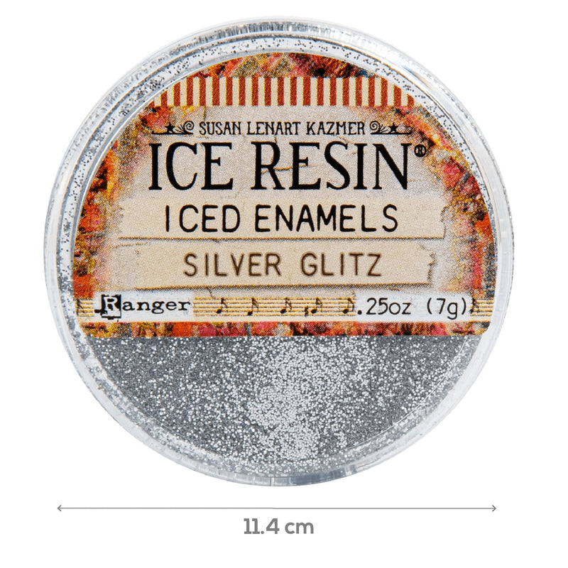 Gray Iced Enamels Relique Powder 15ml - Glitz Silver Resin Dyes Pigments and Colours