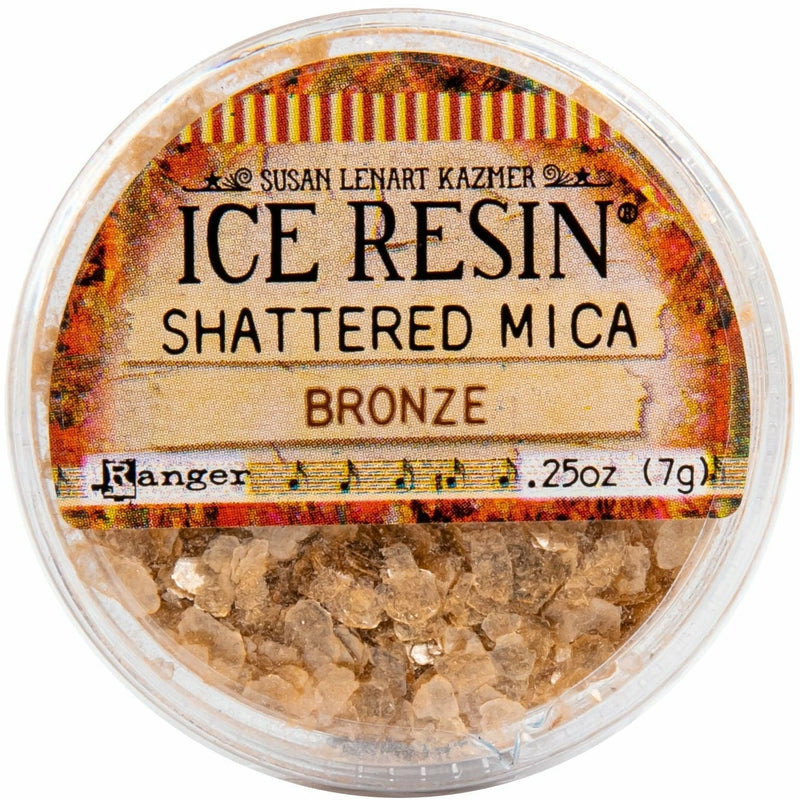 Dark Khaki Ice Resin-Art Mechanique Inclusions Shattered Mica - Bronze 7 grams Resin Mix Ins