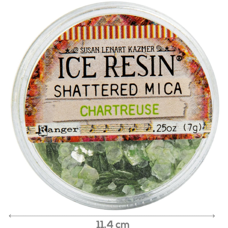 Gray Ice Resin-Art Mechanique Inclusions Shattered Mica - Chatreuse 7 grams Resin Mix Ins