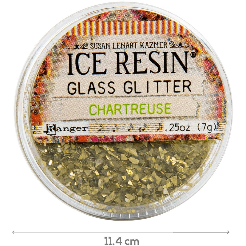 Gray Iced Enamels German Glass Glitter - Chatreuse 7 grams Resin Mix Ins