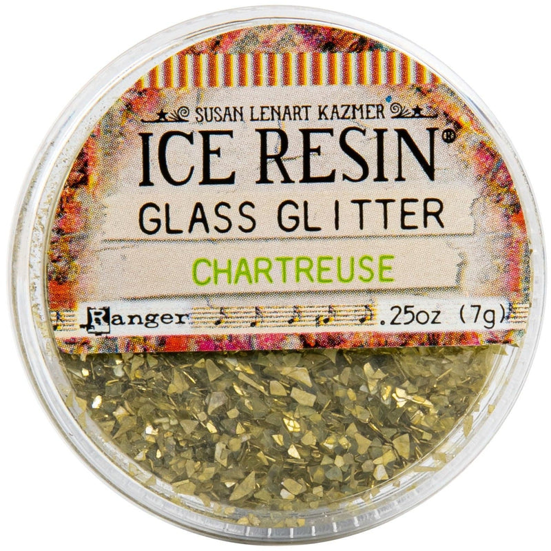 Gray Iced Enamels German Glass Glitter - Chatreuse 7 grams Resin Mix Ins