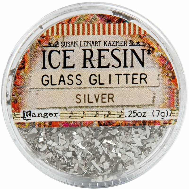 Gray Ice Enamels German Glass Glitter - 7 grams Silver Resin Mix Ins