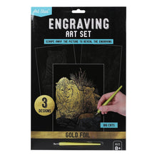 Black Art Star Gold Foil Engraving Art Set Big Cats Kids Craft Kits