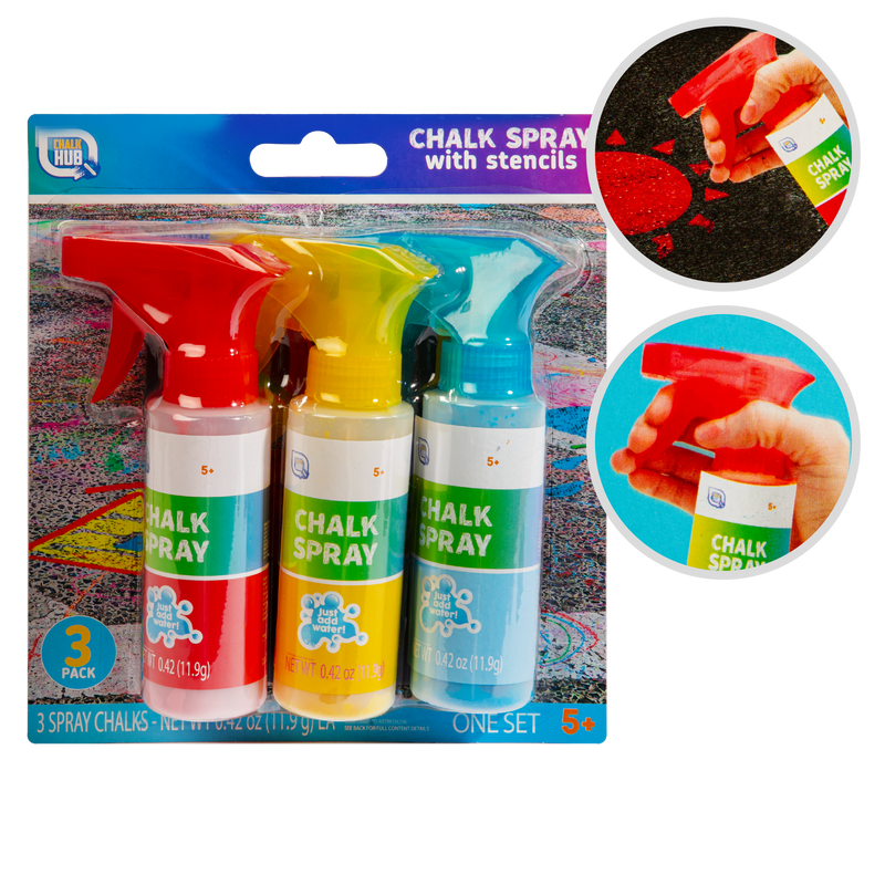 Gray Chalk Hub Just Add Water Street Chalk Spray 3x11.9g Kids Drawing Supplies