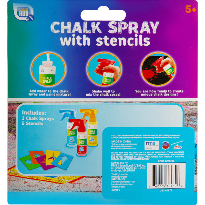 Tan Chalk Hub Just Add Water Street Chalk Spray 3x11.9g Kids Drawing Supplies