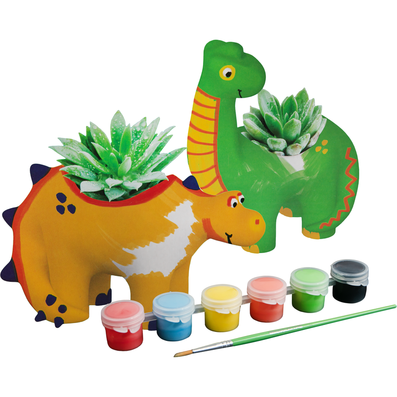 Sea Green Grafix Paint Your Own Dino Planters (Makes 2) Kids Activities