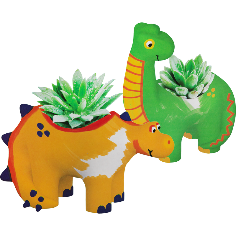 Sea Green Grafix Paint Your Own Dino Planters (Makes 2) Kids Activities