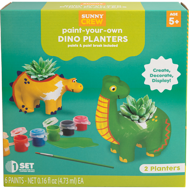 Medium Sea Green Grafix Paint Your Own Dino Planters (Makes 2) Kids Activities