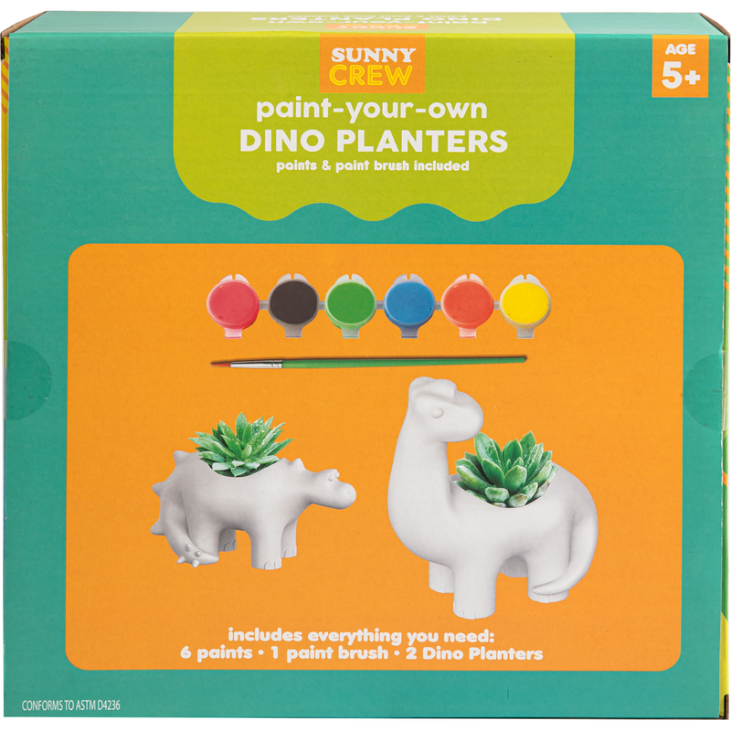 Medium Sea Green Grafix Paint Your Own Dino Planters (Makes 2) Kids Activities