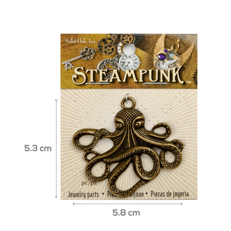 Wheat STEAMPUNK Octopus Pendant 1pc Beading