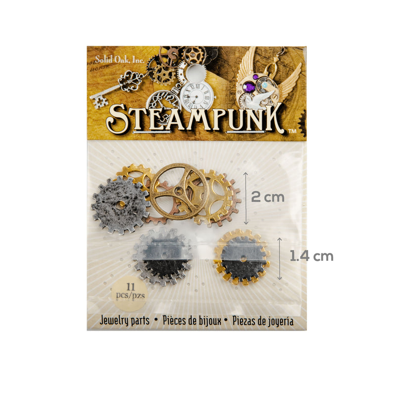Gray STEAMPUNK Small Gear Charms 11pc Beading