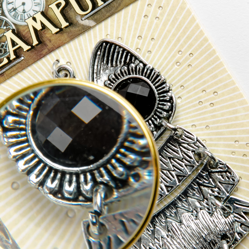 Black STEAMPUNK Magnifying Glass Pendant 1pc Beading