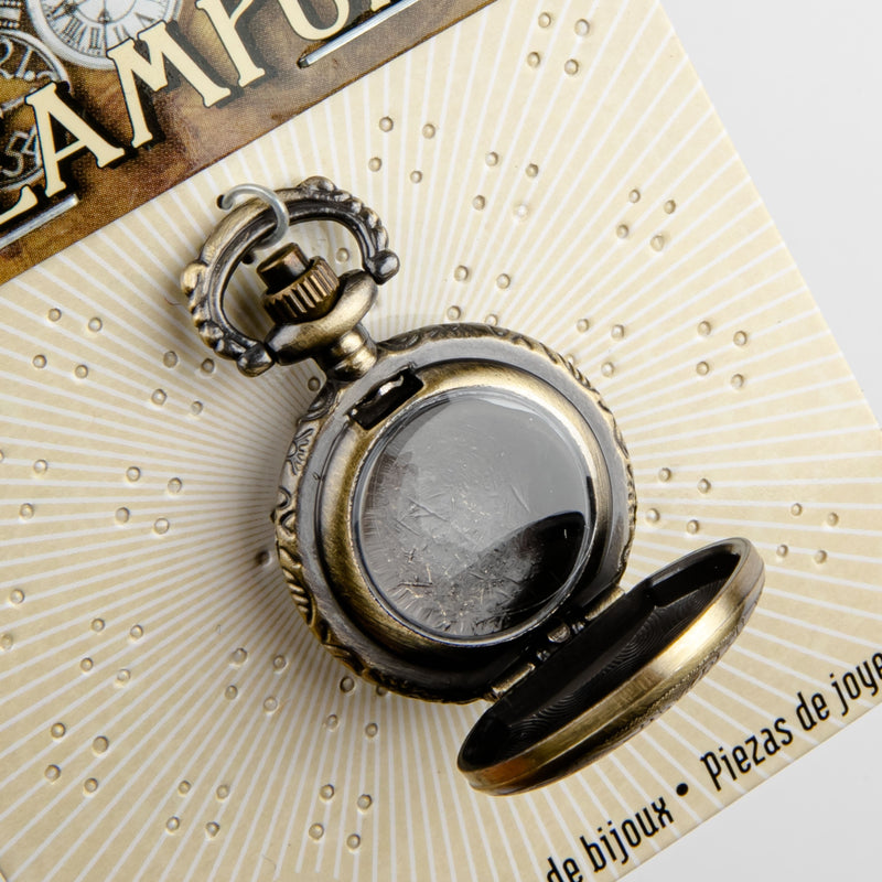 Dark Gray STEAMPUNK Small Pocket Watch Case Gold 1pc Beading
