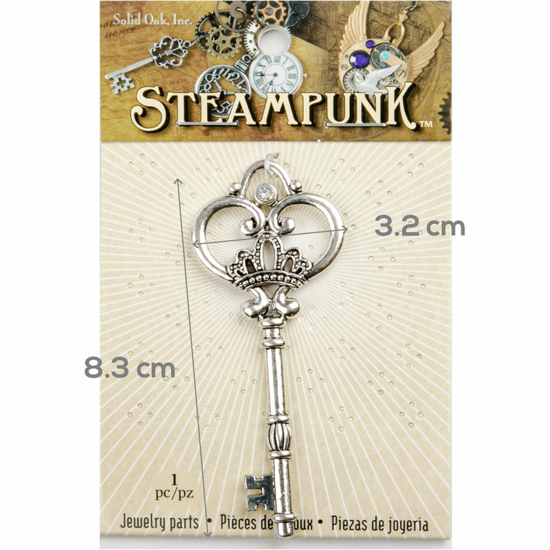 Antique White STEAMPUNK Giant Fancy Key Charm Antique Silver 1pc Beading