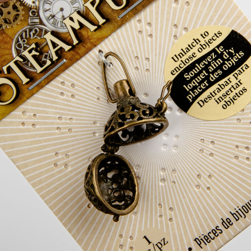 Gray STEAMPUNK Tea Ball Gold 1pc Beading