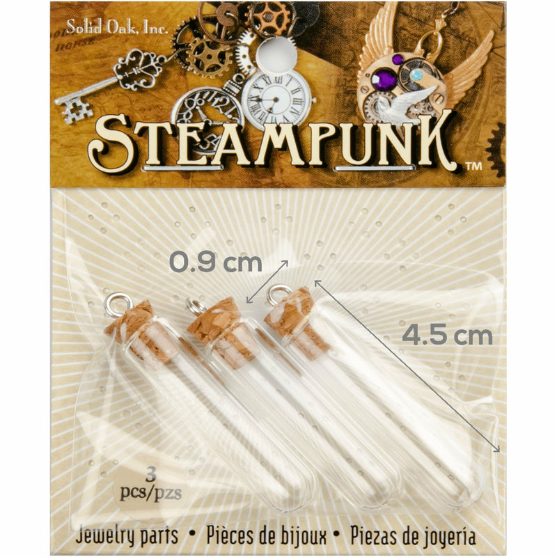 Light Gray STEAMPUNK Cobalt Bottle Charms 3pc Beading