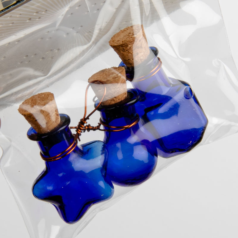Dark Blue STEAMPUNK Cobalt Bottle Charms 3pc Beading