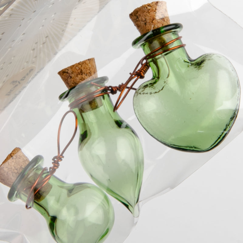 Dark Gray STEAMPUNK Fancy Green Bottle Charms 3pc Beading