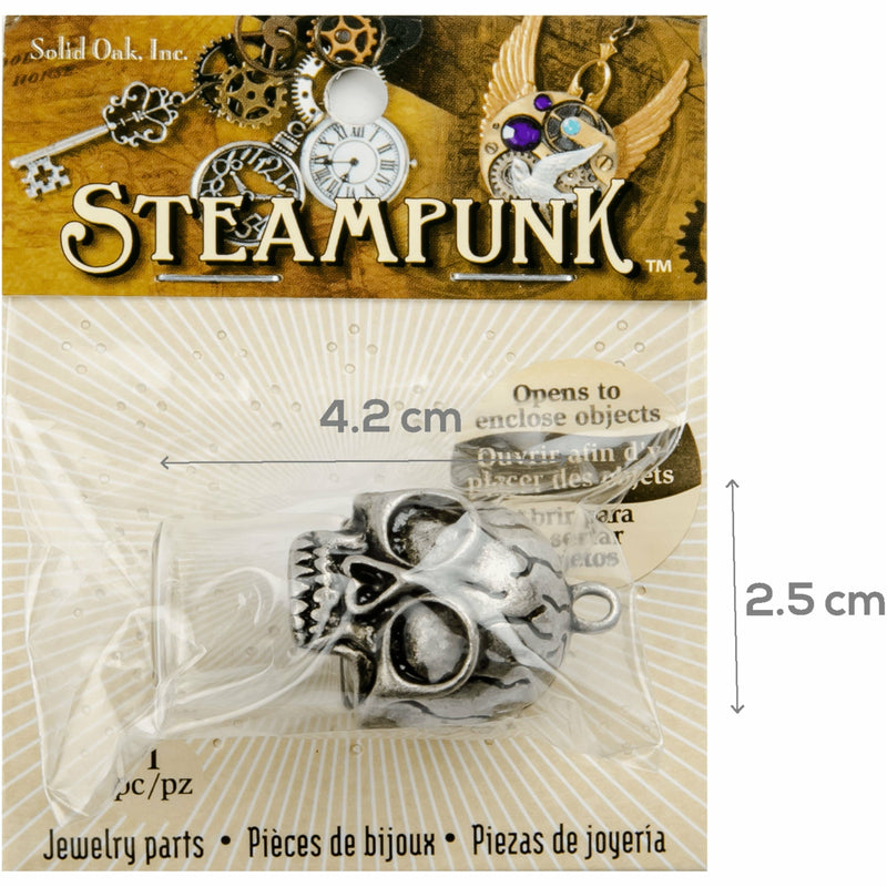 Gray STEAMPUNK Skull Vial Pendant 1pc Beading