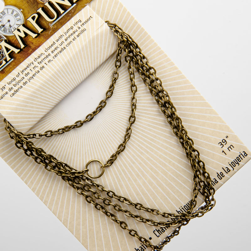 Gray STEAMPUNK Tiny Oval Chain
