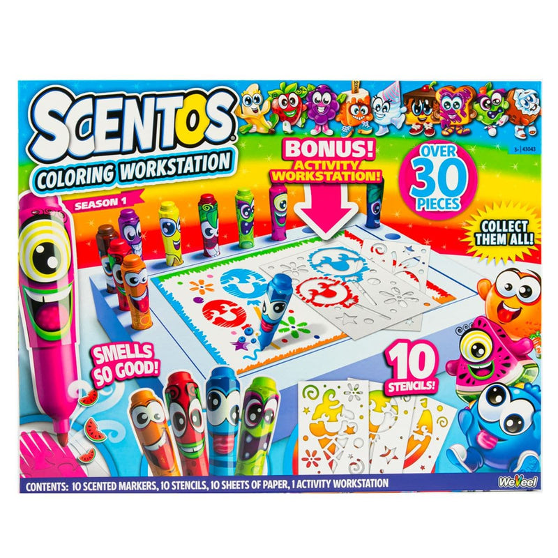 Light Gray Scentos Scented Colouring Drawing Workstation Set with Markers and Stencils Kids Craft Kits