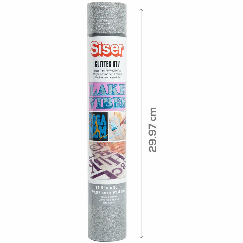 Lavender Siser Glitter Heat Transfer Vinyl  30x91cm Roll - Silver Confetti Vinyl