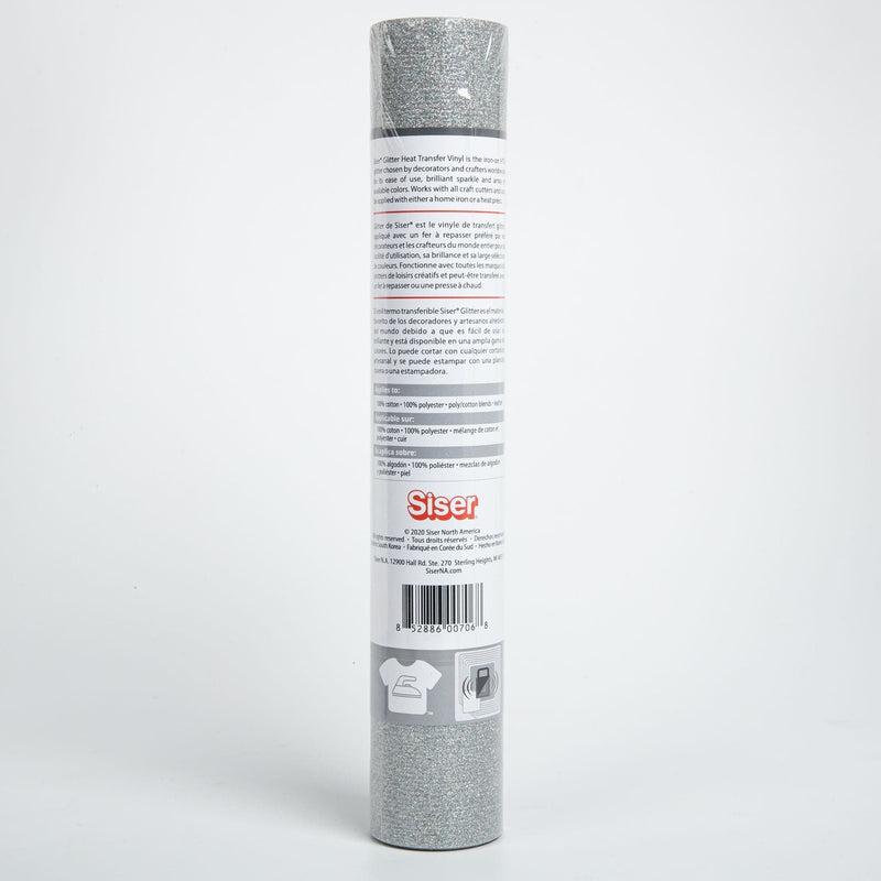 Gray Siser Glitter Heat Transfer Vinyl  30x91cm Roll - Silver Confetti Vinyl