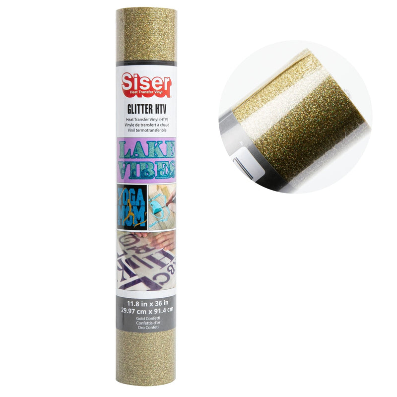 Light Slate Gray Siser Glitter Heat Transfer Vinyl  30x91cm Roll - Gold Confetti Vinyl