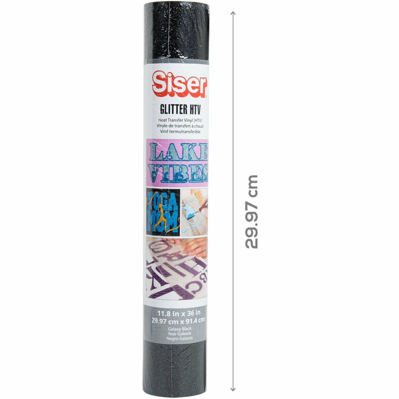 Lavender Siser Glitter Heat Transfer Vinyl 30x91cm Roll - Galaxy Black Vinyl
