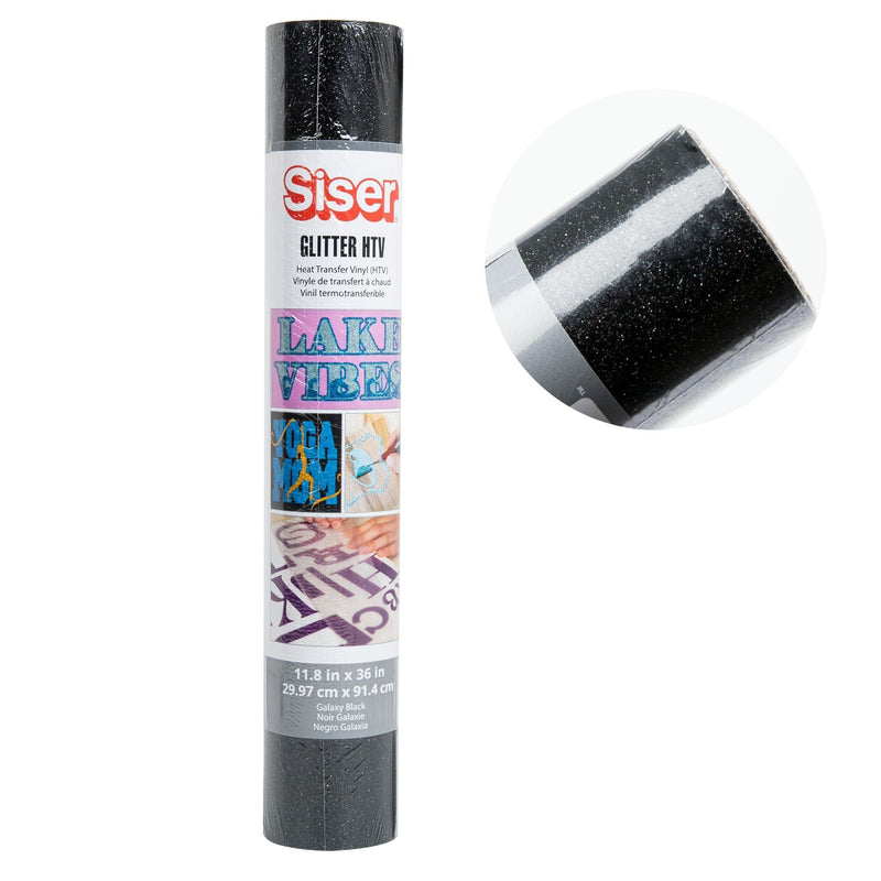 Lavender Siser Glitter Heat Transfer Vinyl 30x91cm Roll - Galaxy Black Vinyl