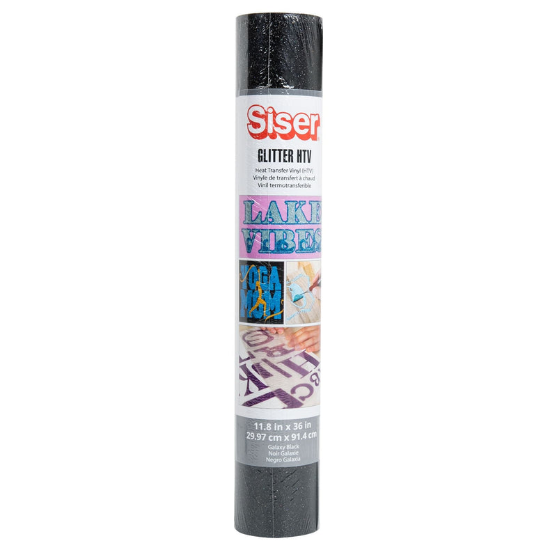 Dark Gray Siser Glitter Heat Transfer Vinyl 30x91cm Roll - Galaxy Black Vinyl