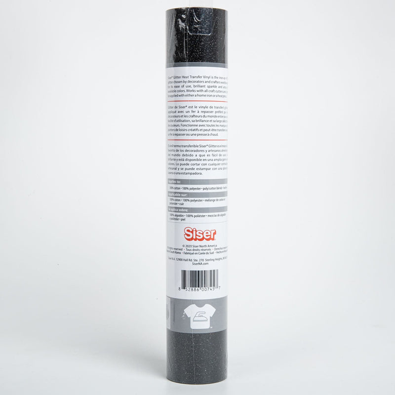 Gray Siser Glitter Heat Transfer Vinyl 30x91cm Roll - Galaxy Black Vinyl