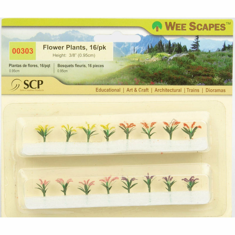 Tan Wee Scapes Flower Plants HO-Scale 9.5mm (16 Pack) Architectural Model Supplies