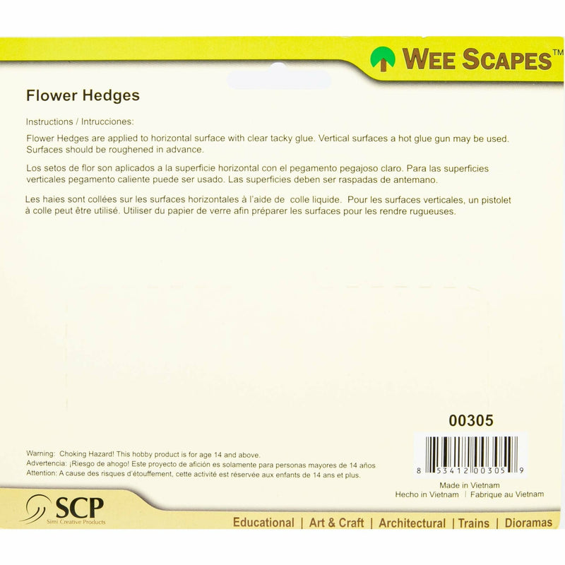 Floral White Wee Scapes Flower Hedges-Ho, Blossom 12.7x0.95x1.59cm (4 Pack) Architectural Model Supplies